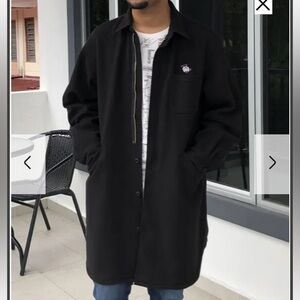 GU X Undercover Black Knit Melton Long Shirt Rose Jacket Sz S Fall Streetwear